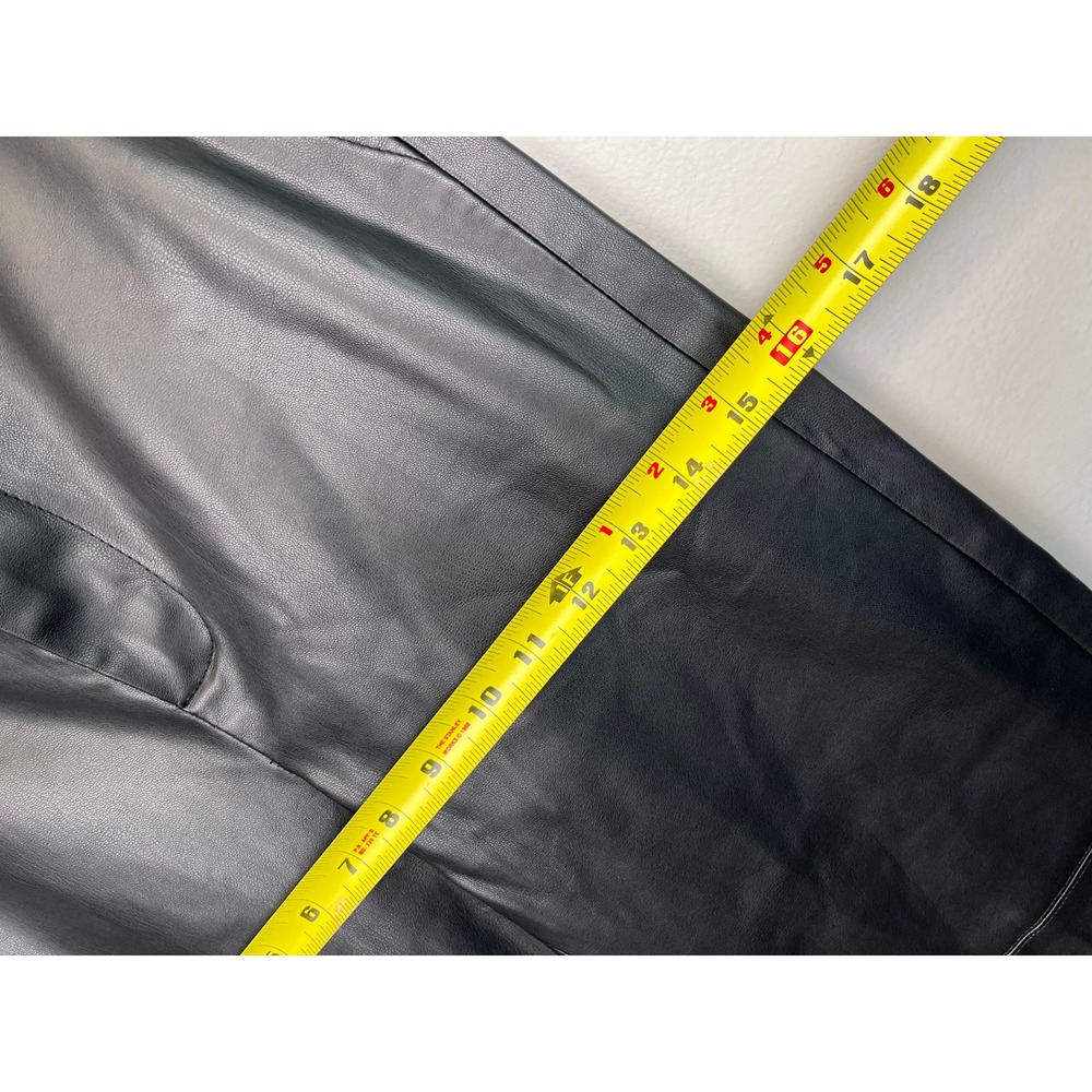 Zara Black Faux Leather High Waisted Leggings Ankle Zip Pants Size M 4387/234 - Picture 8 of 9